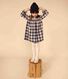 Girls' long-sleeved dress in checked cotton flannel