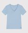 Women's short-sleeved plain cotton T-shirt FLO blue