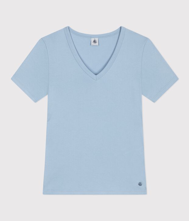 Women's short-sleeved plain cotton T-shirt blue