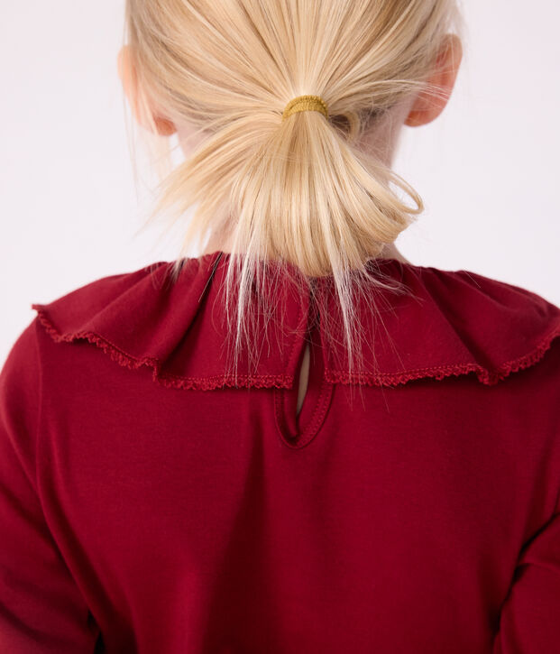 Children's long-sleeved plain cotton T-shirt red