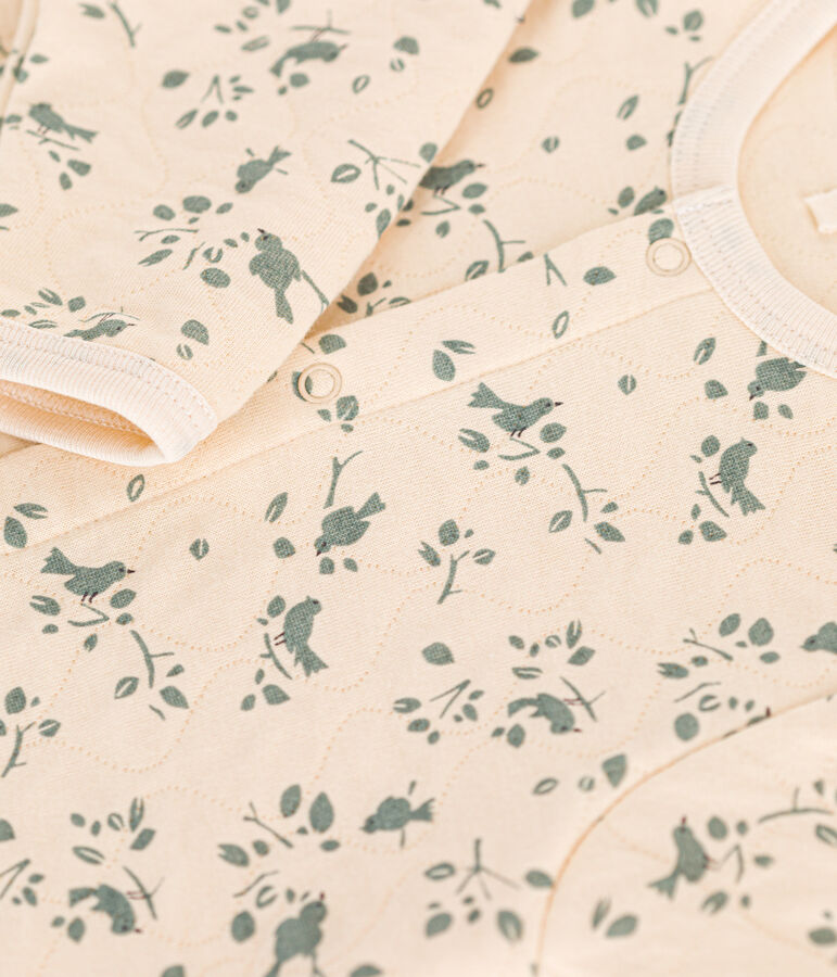 Babies' Quilted Tube Knit Jumpsuit Ecru/green