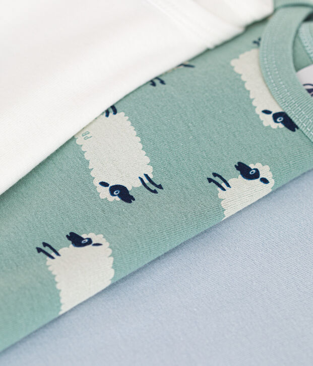 Babies' long-sleeved sheep print cotton bodysuits - 3-Pack multicolor