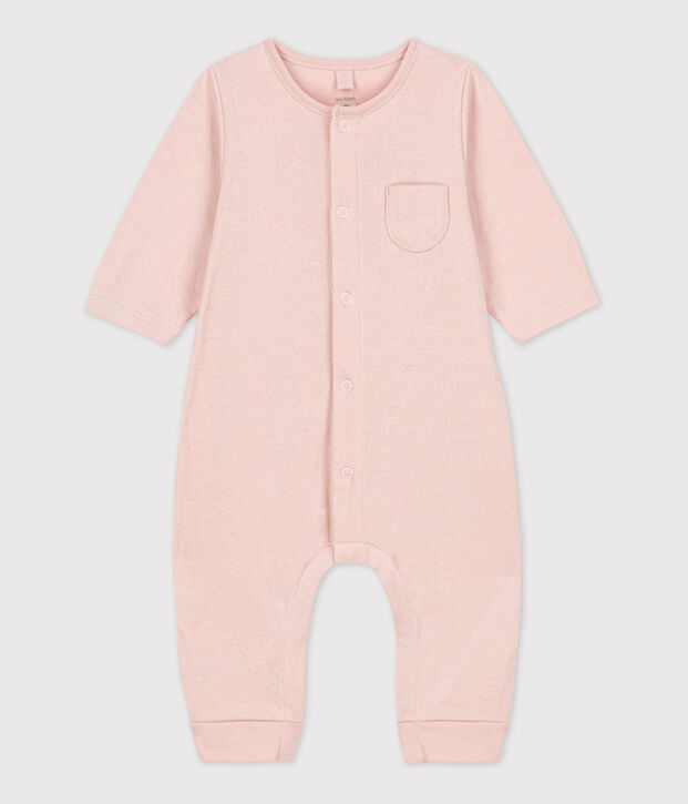 Babies' Plain Organic Tube Knit Long Playsuit pink