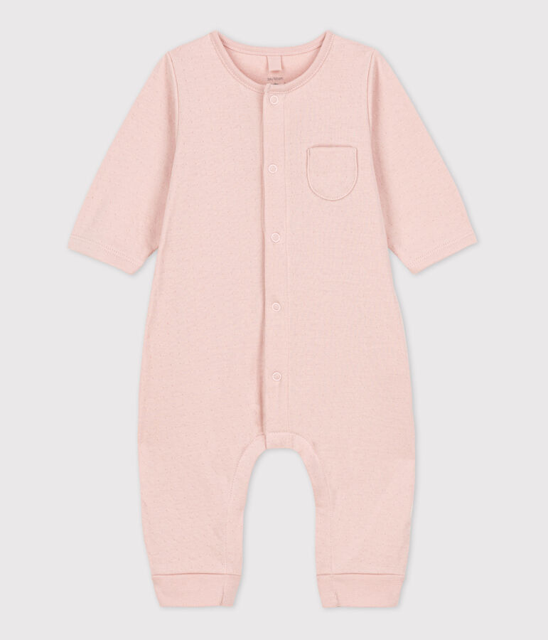 Babies' Plain Organic Tube Knit Long Playsuit pink