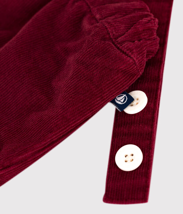 Babies' plain corduroy shorts with shoulder straps red
