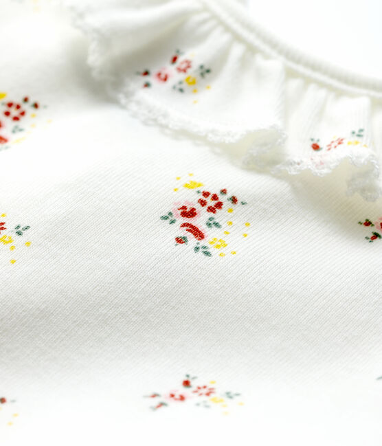 Babies' Short-Sleeved Bodysuit With Ruff MARSHMALLOW white/MULTICO white