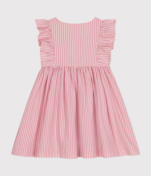 Babies' Short-Sleeved Poplin Dress pink/pink