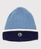 Children's knitted beanie hat lined in polar fleece ADRIATIC /MARSHMALLOW