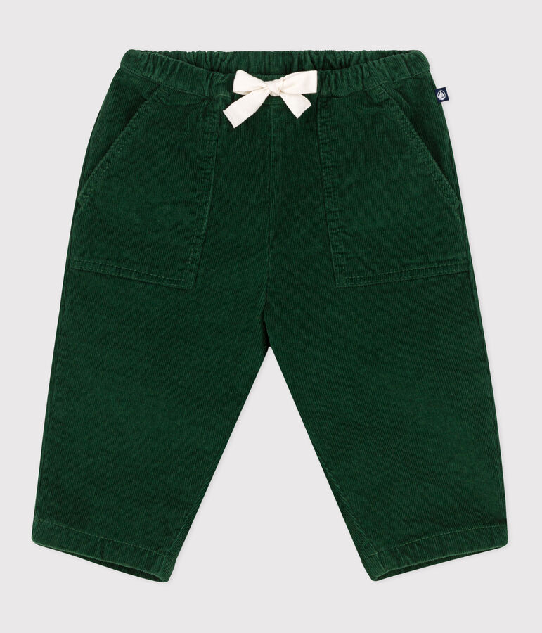 Babies' plain corduroy trousers green