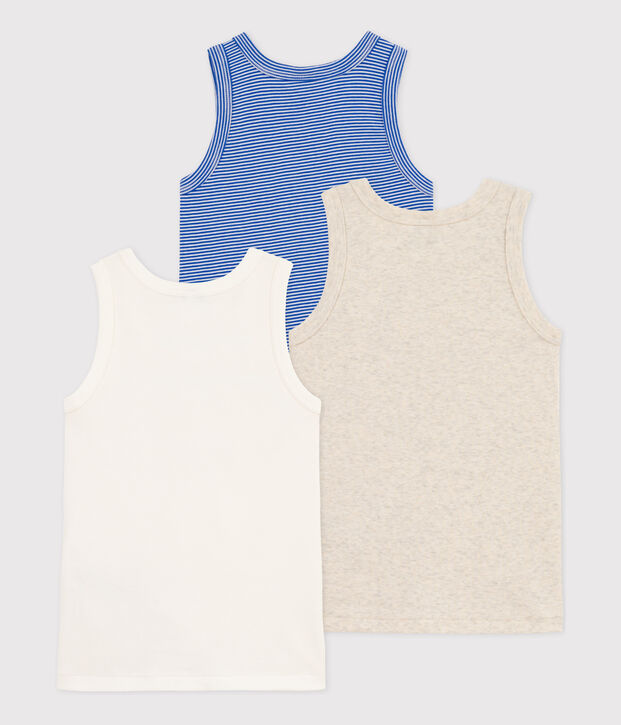 Boys' Petit Bateau Cotton Vests - 3-Pack multicolor
