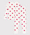 Children's unisex snug-fit cotton heart print pyjamas MARSHMALLOW white/TERKUIT red