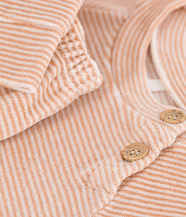 Babies' Cotton Velour Clothing - 2-Piece Set beige/white