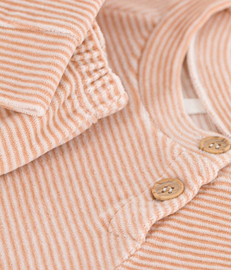 Babies' Cotton Velour Clothing - 2-Piece Set beige/white