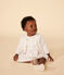 Babies' Openwork Knitted Cotton Cardigan MARSHMALLOW white