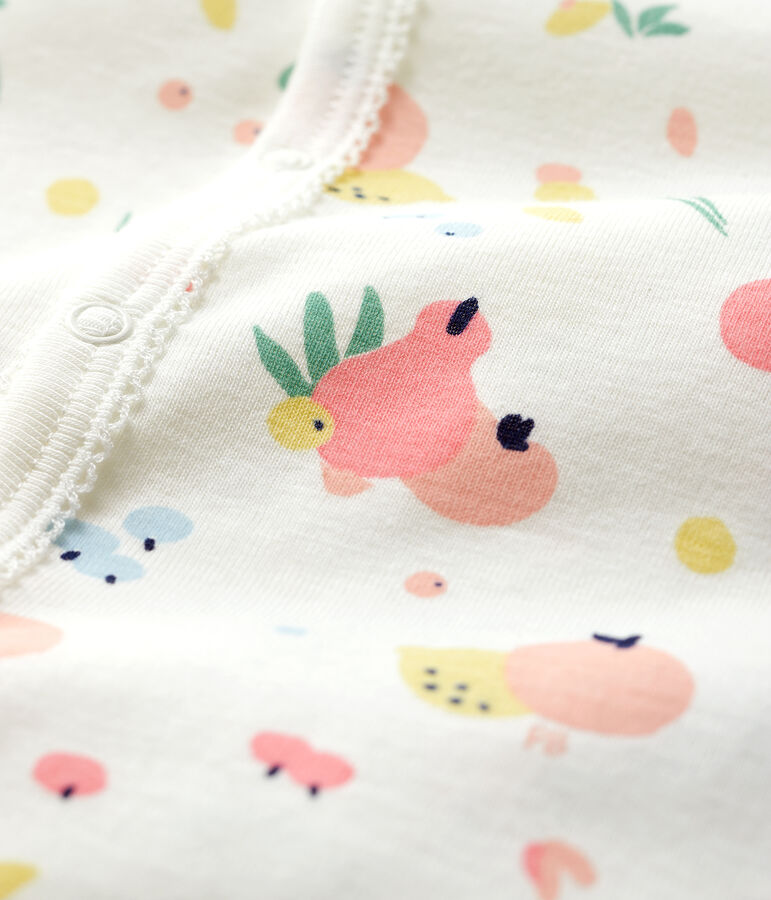 Baby Girls' Cotton Sleepsuit with Detachable Feet white/multicolor