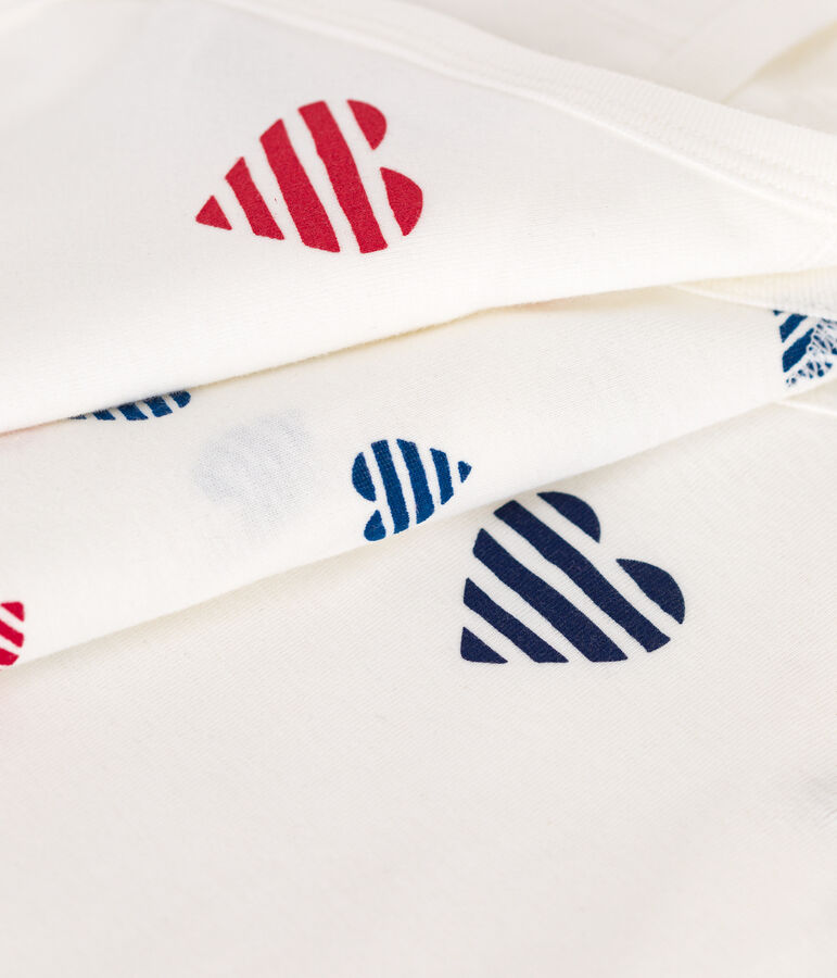 Babies' long-sleeved wrapover stripy heart pattern cotton bodysuits - 3-Pack variante 1