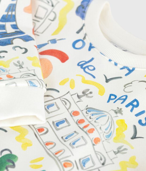 Children's printed cotton sweatshirt white/multicolor