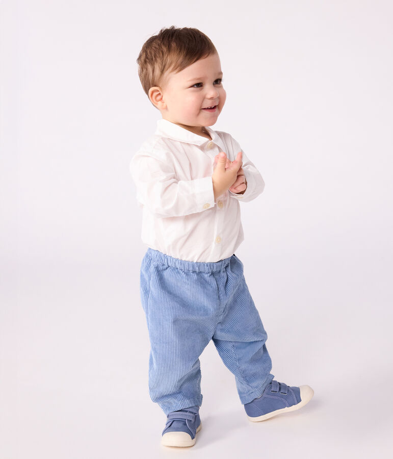 Babies' plain corduroy trousers blue