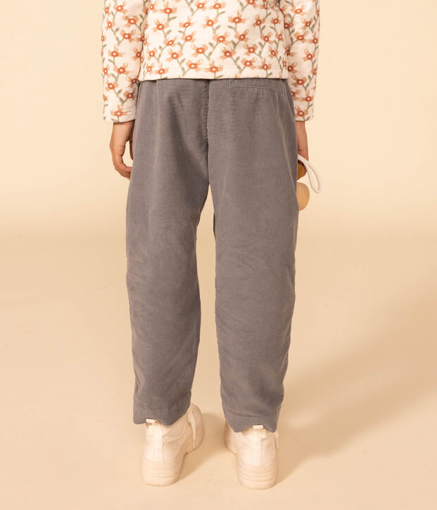 Girl's straight fit trousers in soft velvet THUYA