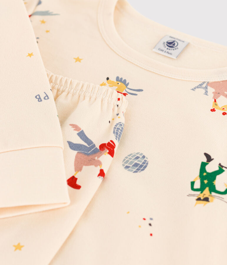 Children's Unisex Glow in the Dark Fleece Pyjamas AVALANCHE white/MULTICO