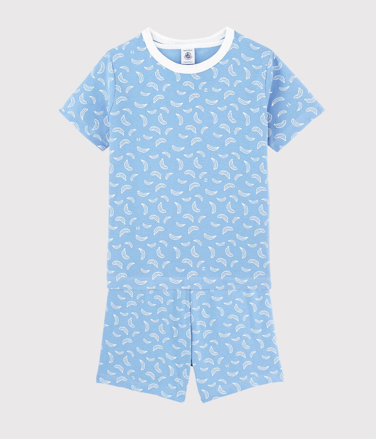 Unisex Banana Print Cotton Short Pyjamas blue/white