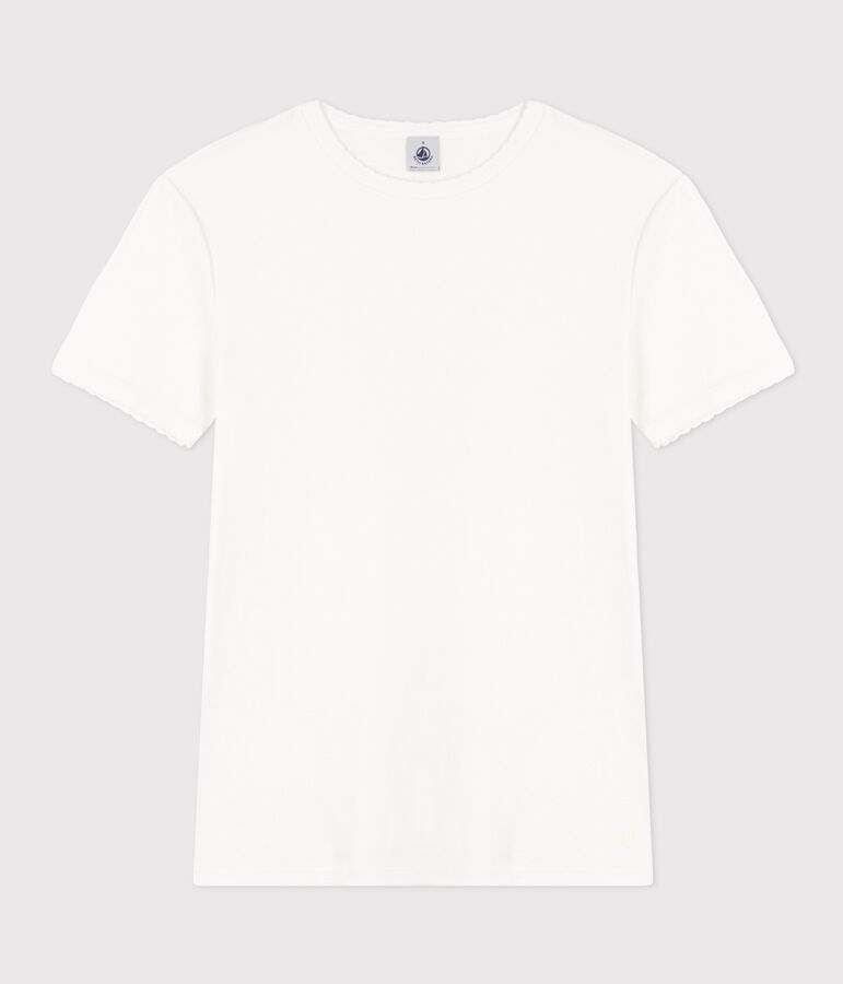 Women's short-sleeved rib knit Iconic Cocotte T-shirt white