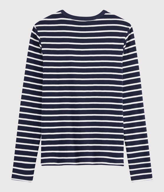 Women's iconic round neck T-shirt SMOKING blue/MARSHMALLOW white