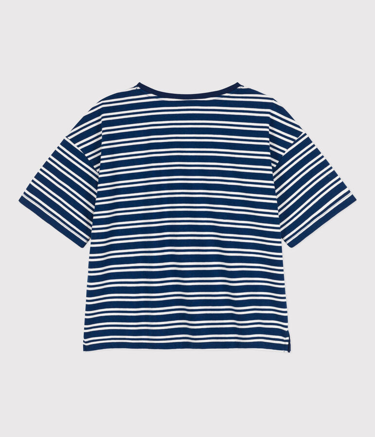 Women's Boxy Cotton T-Shirt blue/white