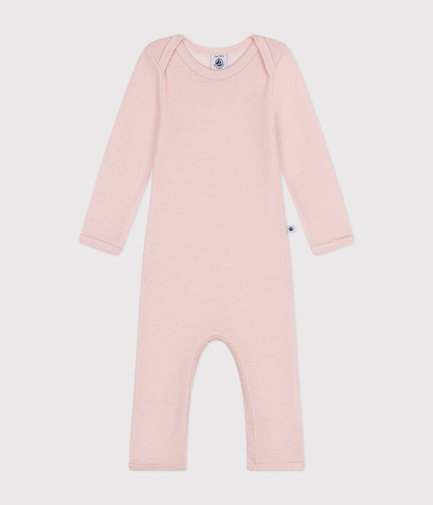 Babies' Long Cotton/Wool Bodysuit pink