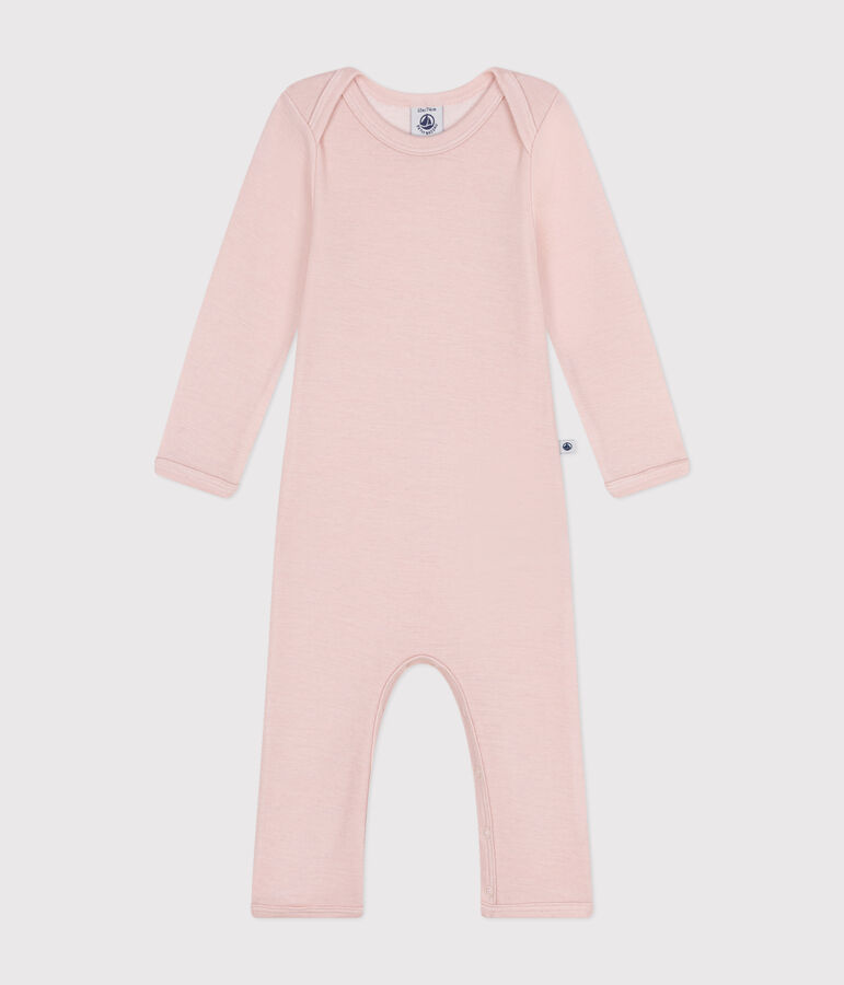 Babies' Long Cotton/Wool Bodysuit pink