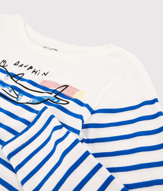 Serge Bloch women's Breton top MARSHMALLOW white/PERSE blue
