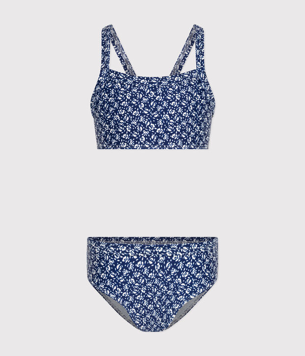 Girls' Two-Piece Printed Swimsuit blue/white