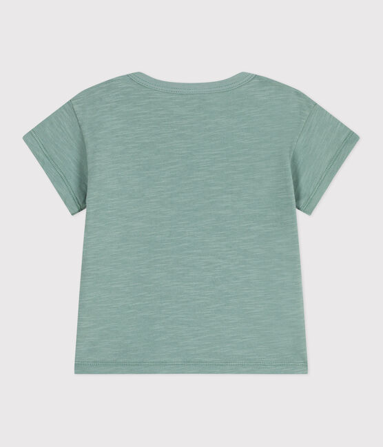 Babies' short-sleeved plain cotton T-shirt PAUL green