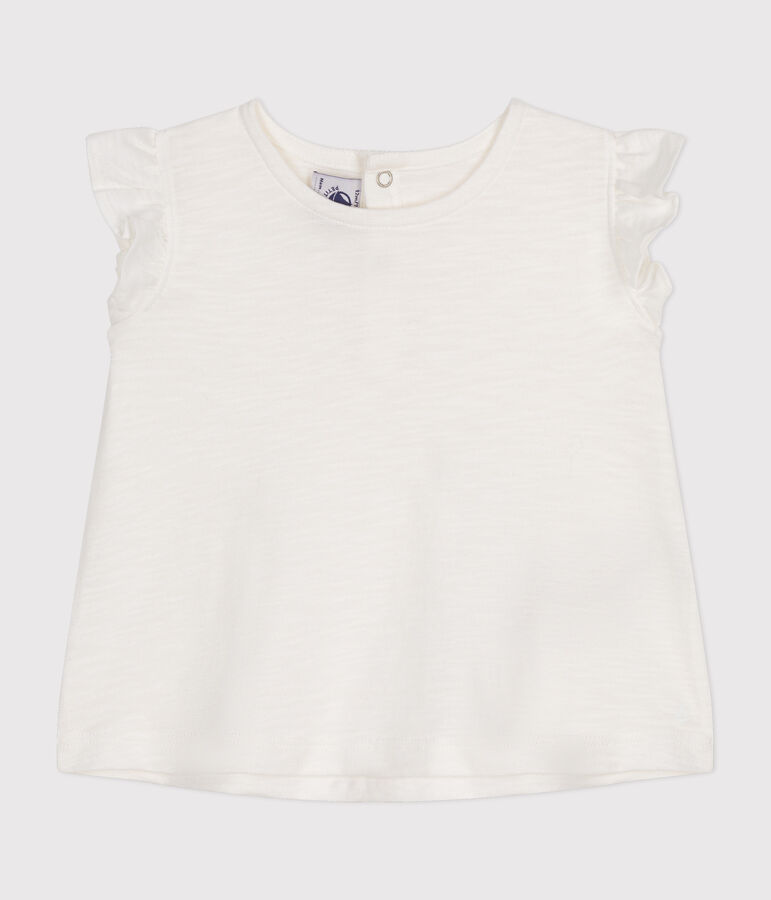 Babies' Sleeveless Cotton Blouse MARSHMALLOW white