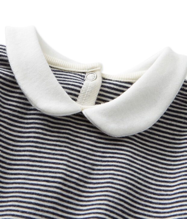 Baby girl's milleraies striped bodysuit blue/white