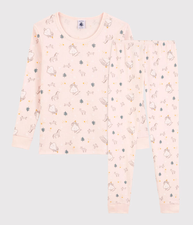 Girls' Princess Print Snugfit Cotton Pyjamas pink/multicolor