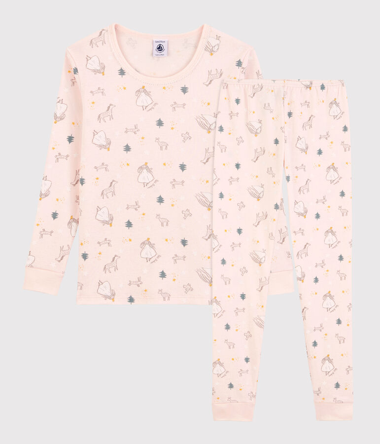 Girls' Princess Print Snugfit Cotton Pyjamas pink/multicolor