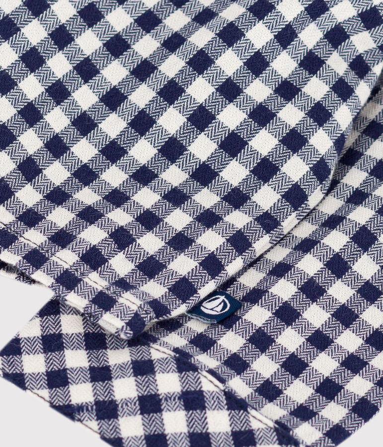 Babies' checked flannel shirt blue/ecru