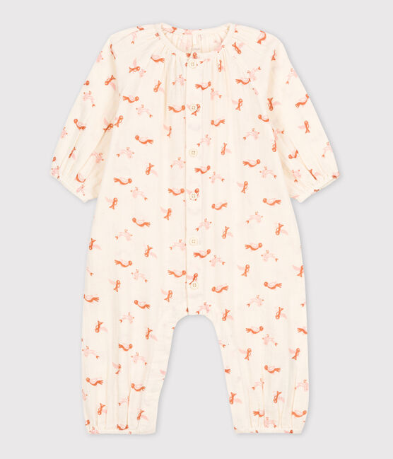 Babies' Bird Patterned Cotton Gauze Jumpsuit AVALANCHE white/MULTICO