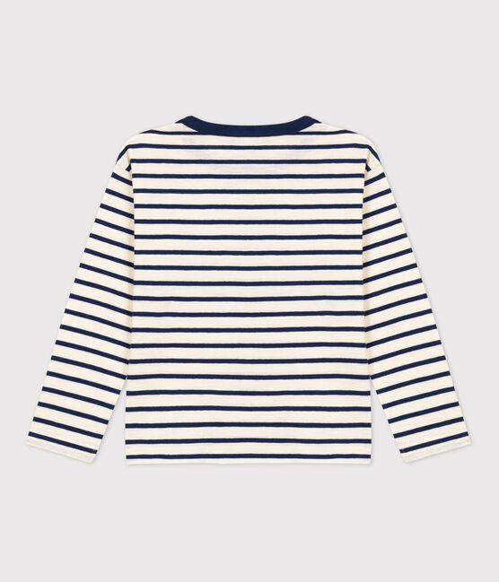 Boys' Long-Sleeved Cotton T-Shirt AVALANCHE white/MEDIEVAL