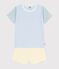 Children's short stripy cotton pyjamas JASMIN blue/MULTICO white