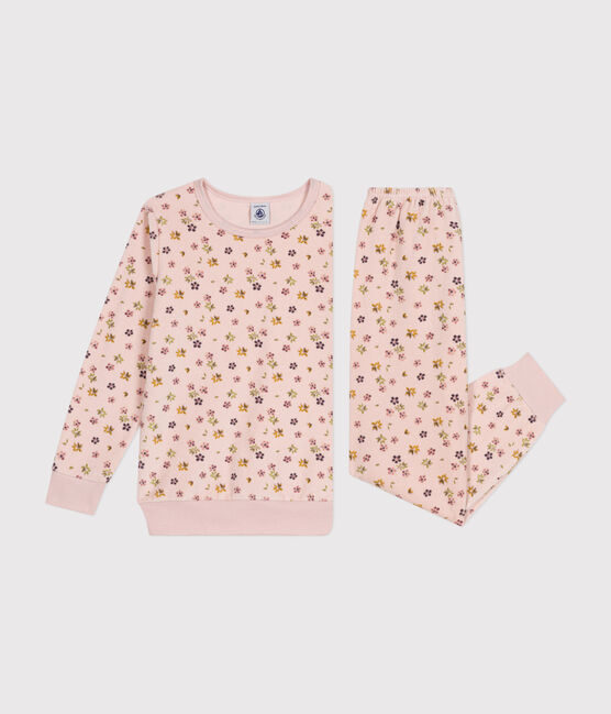 Children's floral print velour pyjamas SALINE pink/MULTICO white