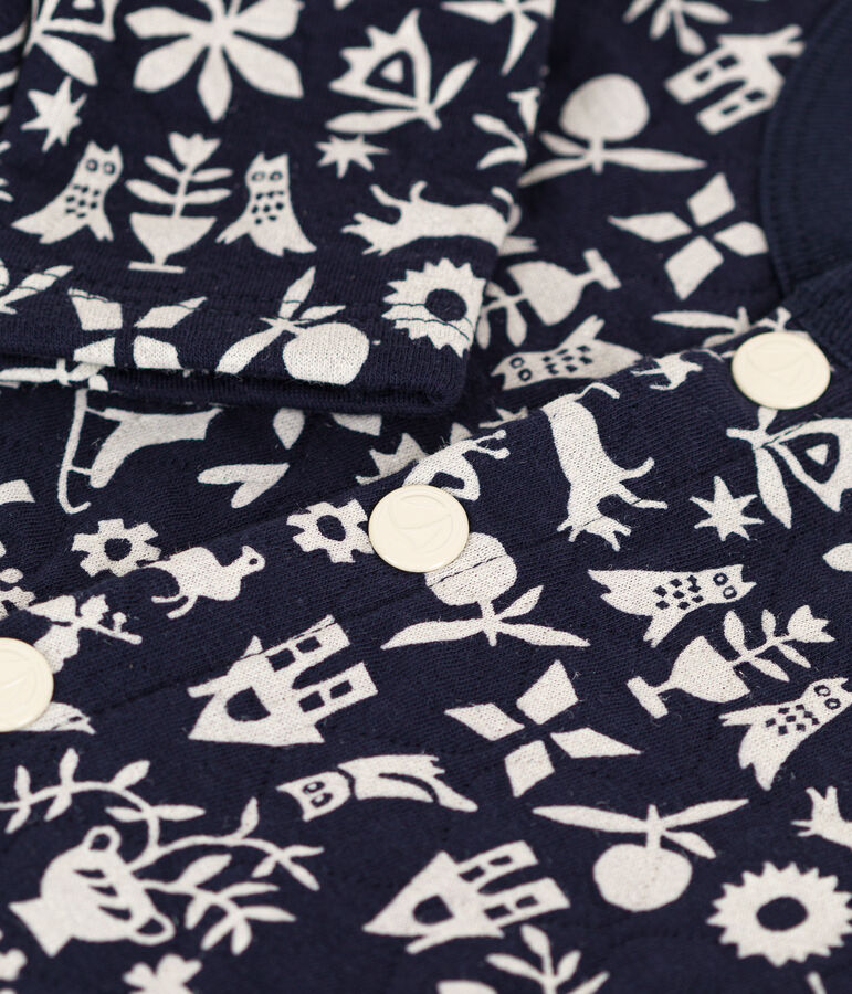 Babies' Patterned Quilted Tube Knit Cardigan blue/ecru