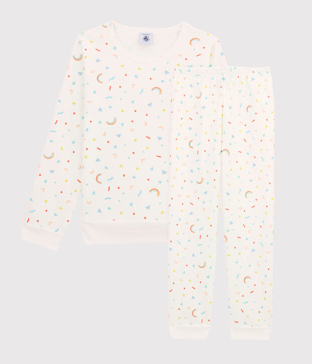 Girls' Confetti Print Fleece Pyjamas white/multicolor