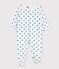 Babies' Small Blue Heart Patterned Velour Sleepsuit MARSHMALLOW white/BRASIER blue
