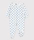 Babies' Small Blue Heart Patterned Velour Sleepsuit