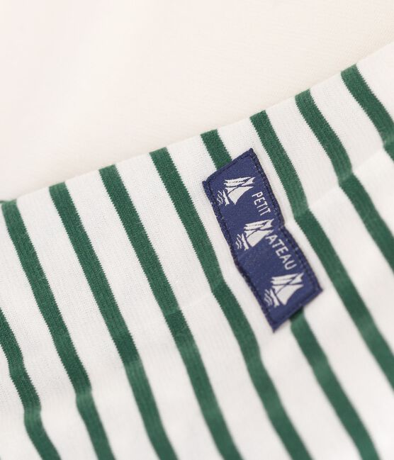 Women's cotton Breton T-shirt top MILK green/WILLOW