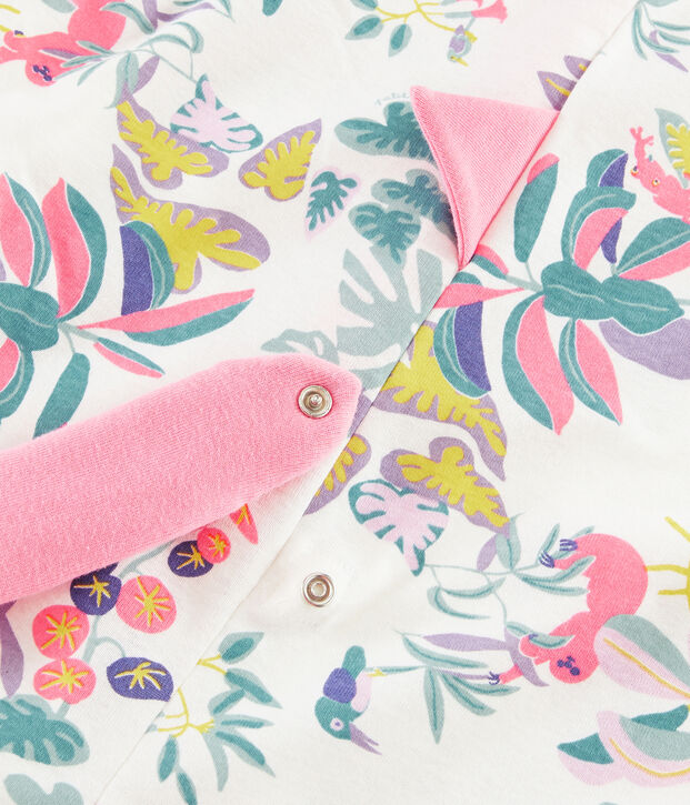 Girls' dinosaur rib knit jumpsuit white/multicolor