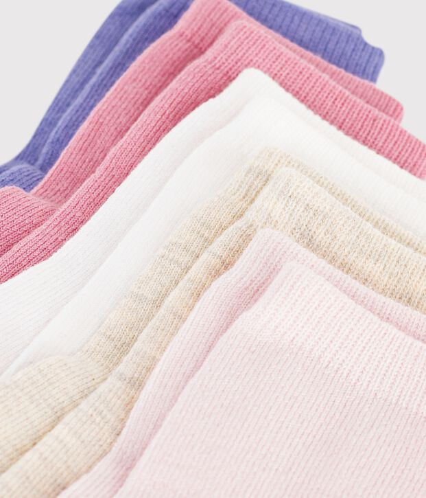 5 pairs of babies' plain cotton socks multicolor