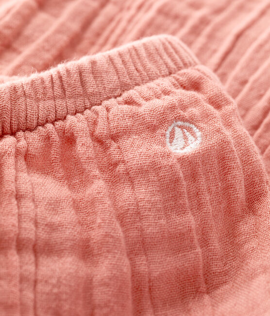 Babies' Organic Cotton Gauze Trousers PAPAYE pink